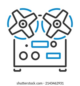 Reel Tape Recorder Icon. Editable Bold Outline With Color Fill Design. Vector Illustration.