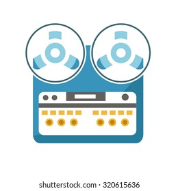 Reel Tape Recorder icon.  Flat design.