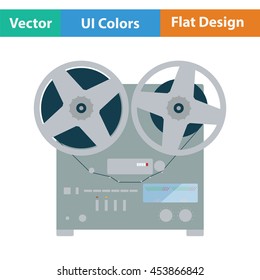 Reel tape recorder icon. Flat color design. Vector illustration.