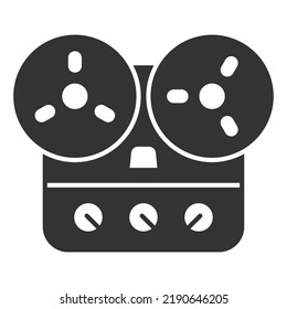 Reel tape recorder - icon, illustration on white background, glyph style