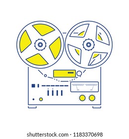 Reel tape recorder icon. Thin line design. Vector illustration.