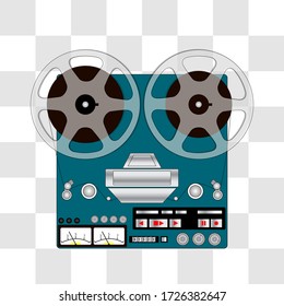 
reel to reel tape recorder. vector illustration on a checkered background.