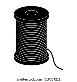 A reel of thread.Sewing or tailoring tools kit single icon in black style vector symbol stock illustration.
