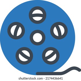 ilustración de carrete Vector en un fondo transparente. Símbolos de calidad superior. Iconos vectoriales de glifos para diseño de conceptos y gráficos. 
