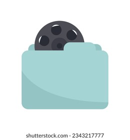 Vector plano del icono de la carpeta de vídeo de carrete. Música de cine. Archivo multimedia aislado