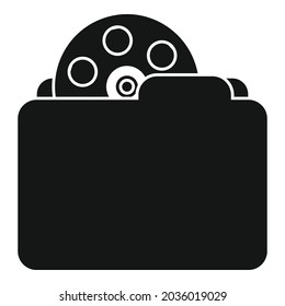 Icono de carpeta de vídeo de carrete vector simple. Música de cine. archivo multimedia
