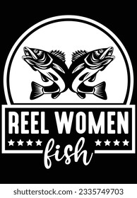 Reel women fish vector art design, eps file. design file for t-shirt. SVG, EPS cuttable design file