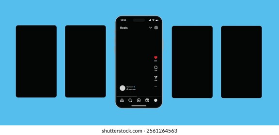 Reels Instagram frame mockup: iPhone 16 Pro Max smartphone template with a sleek design, Ideal for stock vector applications