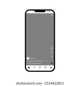 Reels template on smartphone vector illustration. Social media post illustration. Mockup Instagram Reels. 2023