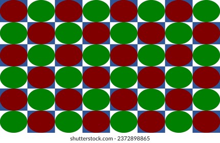 reen, red blue and white background, small cube block, chessboard with red and green dot seamless repeat pattern, replete image design for fabric printing or wallpaper, blue abstract wall