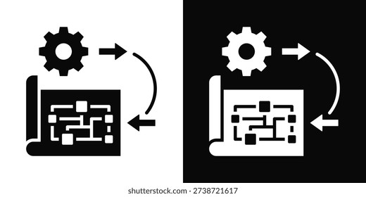 Reengineering Icon White And Black Background Style
