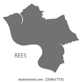 Rees Forma de silueta de ilustración gris del mapa de la ciudad alemana