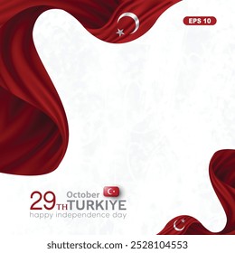 reeting Illustration Flag Background 29 ekim Cumhuriyet Bayrami, Republic Day Turkiye. Translation: 29 october Republic Day Turkey and the National Day in Turkey happy holiday