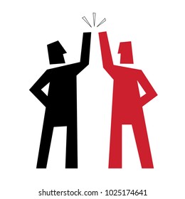Refer A Friend Abstract Illustration. Two Friends High Five. Referral Concept.