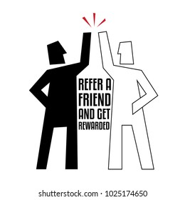 Refer A Friend Abstract Illustration. Two Friends High Five. Referral Concept.