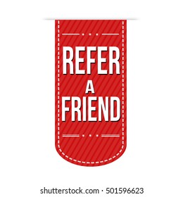 Refer a friend banner design over a white background, vector illustration