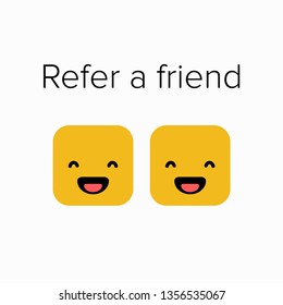 Refer a Friend Card with Two Smiling Emojis