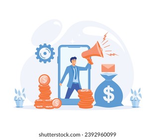  Refer A Friend Concept Design,  about referral and earn money. Suitable for web landing page, ui, mobile app, banner template. flat vector modern illustration 