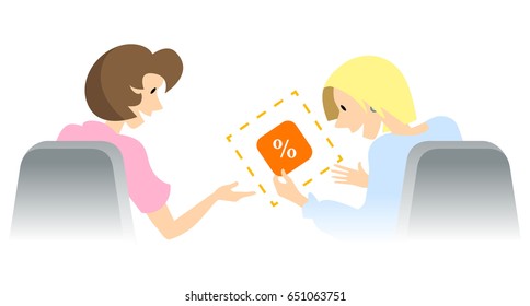 Refer a friend concept - Illustration. Two woman.