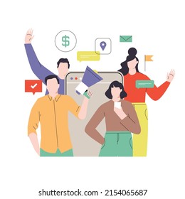 Refer a friend concept, referral marketing strategy, affiliate marketing, network marketing concept, flat vector illustration
