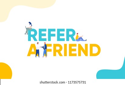 Refer a friend concept vector illustration with character hand shake, landing page, template, ui, web, mobile app, poster, banner, flyer