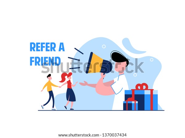 Refer Friend Concept Vector Illustration Refferal Stock Vector