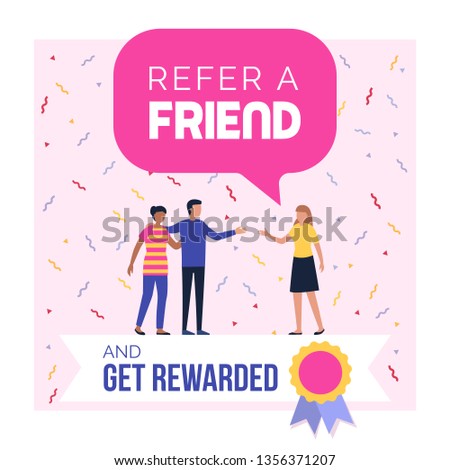 Refer a friend and get rewarded promotional program advertisement and social media post design