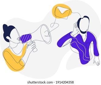 Refer a Friend Get Rewarded vector illustration, concept of woman using microphone to call friends, perfect for web landing pages, banners, presentations, posters, social media marketing