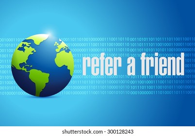 refer a friend globe binary sign concept illustration design