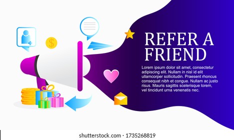 refer a friend illustration with megaphone