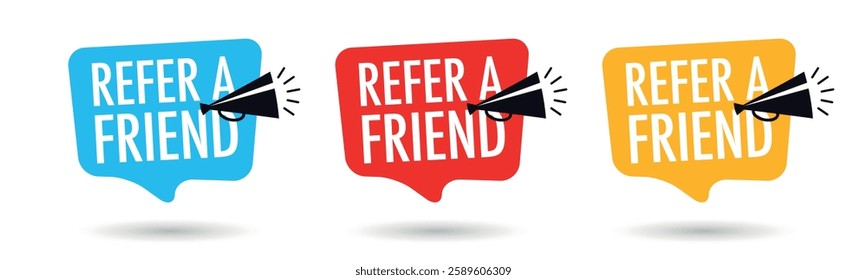 Refer a friend on speech bubble