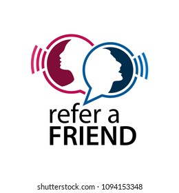 Refer a friend with people icon. Flat vector illustration on white background.