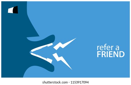 Refer a friend with person. Flat vector illustration on white background.