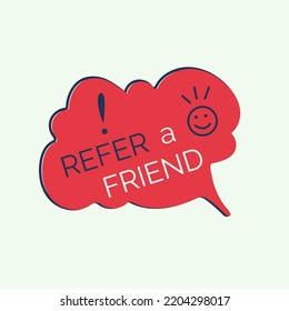 Refer a friend red banner with speech bubble
