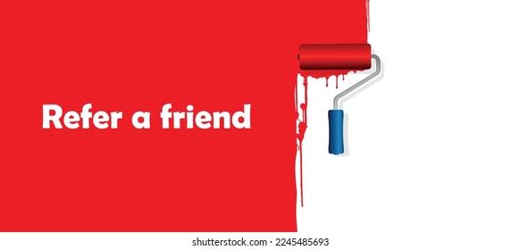 refer a friend sign on red background