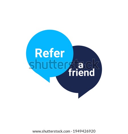 Refer friend vector flat icon. Referral recommend line design marketing logo