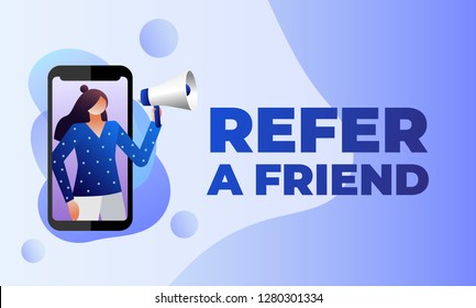 Refer Friend Vector Illustration Concept Women Stock Vector (Royalty ...