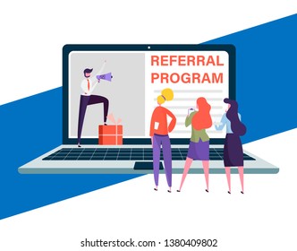 Refer a friend vector illustration concept, landing page vector illustration
