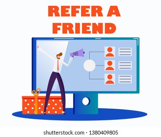 Refer a friend vector illustration concept, landing page vector illustration