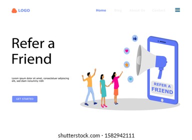 Refer a Friend Vector Illustration Concept, Suitable for web landing page, ui, mobile app, editorial design, flyer, banner, and other related occasion
