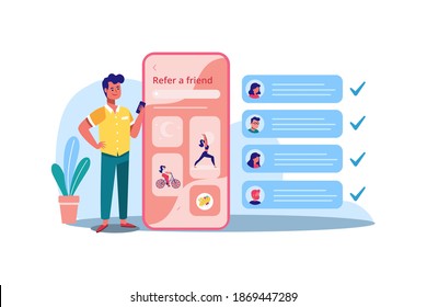 Refer a friend Vector Illustration concept. Flat illustration isolated on white background.