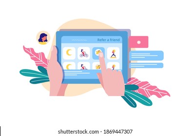 Consulte el concepto de Ilustración del vector de un amigo. Ilustración plana aislada en fondo blanco.
