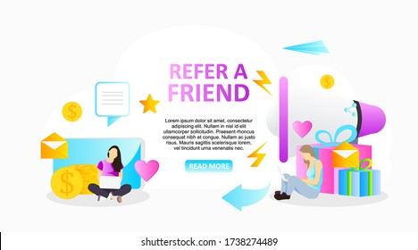 refer a friend vector illustration for webpage and promotion