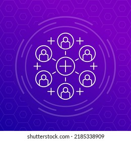 refer friends, referrals line vector icon