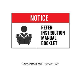 refer instruction manual booklet  sign  vector illustration