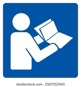 Refer Instruction Manual Booklet Symbol Sign,Vector Illustration, Isolated On White Background Label.EPS10 