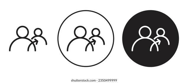 Refer vector icon set. referral connection program symbol. recommend business client, employee or candidate icon. Refer a friend sign in black color. suitable for apps and web UI designs.