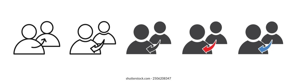 Refer vector icon set. referral connection program symbol. recommend business client, employee or candidate icon. Refer a friend sign in black color. suitable for apps and web UI designs.