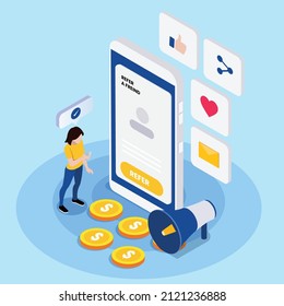 Referal program 3D isometric vector concept for banner, website, illustration, landing page, flyer, etc