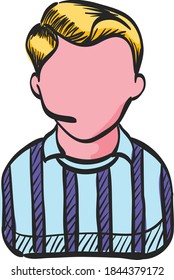 Referee avatar icon in color drawing. Sport football soccer competition game match judge